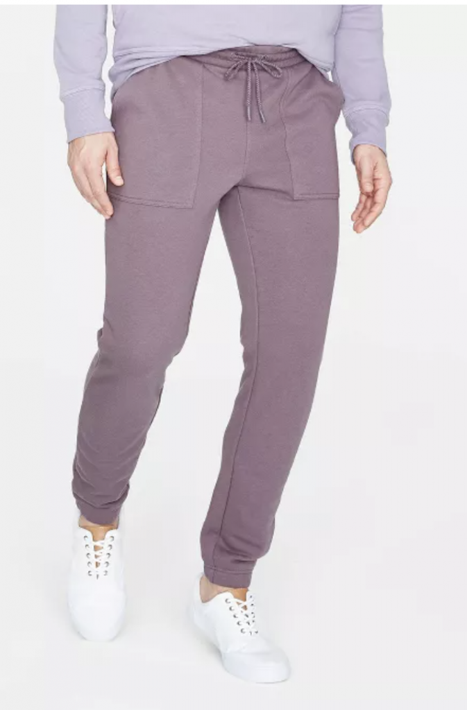 Men's sustainable solid lavender luxury loungewear recycled polyester joggers