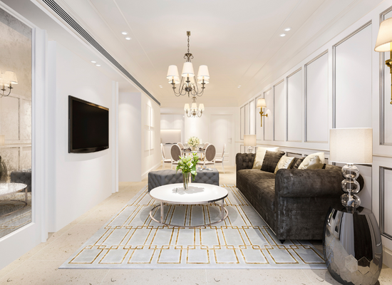 Luxury lighting Arrangements and Chandeliers in the living room