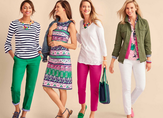Women modeling luxury gifts clothes for Talbots